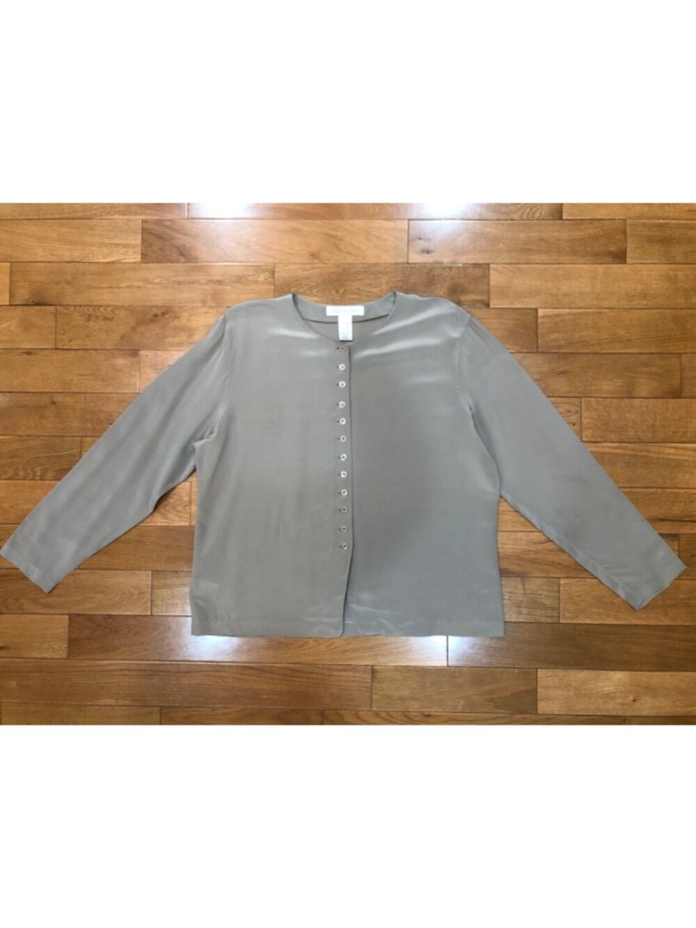 Jones New York Silk Button Front Beige Blouse Size 16 Polished Professional Luxe - Picture 6 of 9